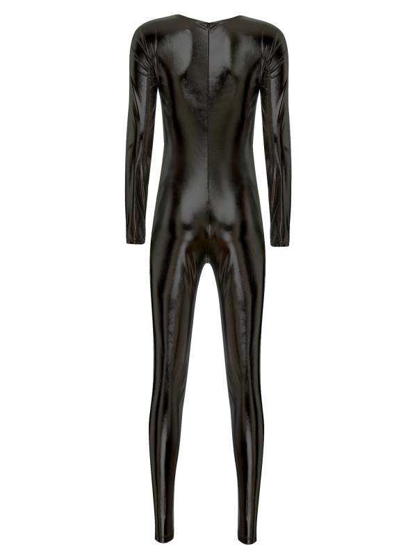 Women Long Sleeve Metallic Slim Fit Full Body Jumpsuit thumb