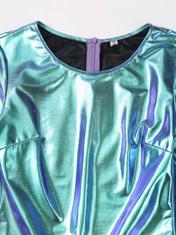 Women Long Sleeve Metallic Slim Fit Full Body Jumpsuit thumb