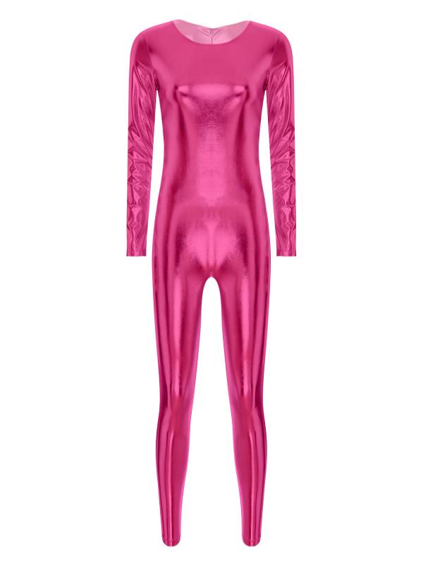 Women Long Sleeve Metallic Slim Fit Full Body Jumpsuit thumb