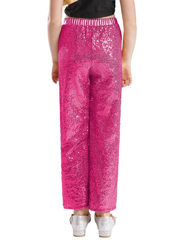 Kids Girls Sequin High Waist Loose Pants for Jazz Dance thumb