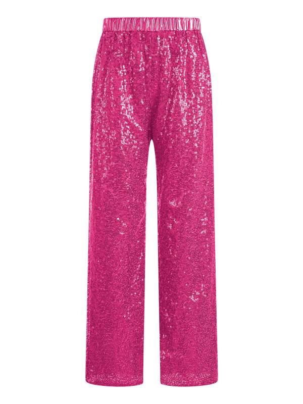 Kids Girls Sequin High Waist Loose Pants for Jazz Dance thumb