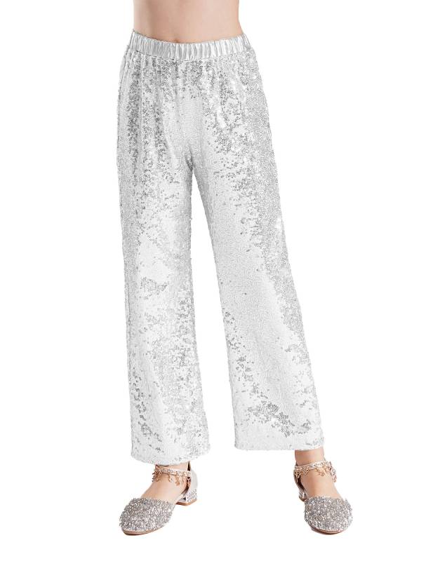 Kids Girls Sequin High Waist Loose Pants for Jazz Dance thumb
