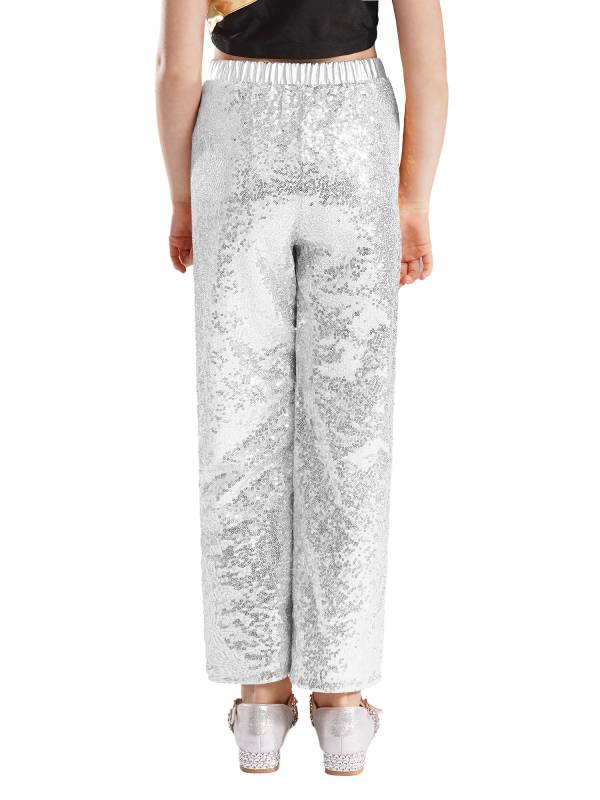 Kids Girls Sequin High Waist Loose Pants for Jazz Dance thumb