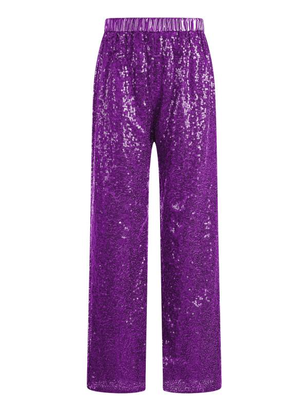 Kids Girls Sequin High Waist Loose Pants for Jazz Dance thumb