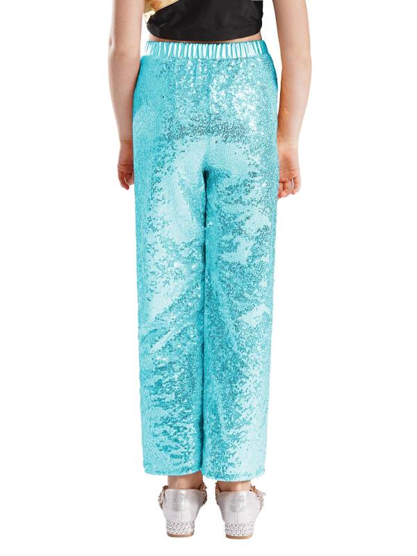 Kids Girls Sequin High Waist Loose Pants for Jazz Dance thumb