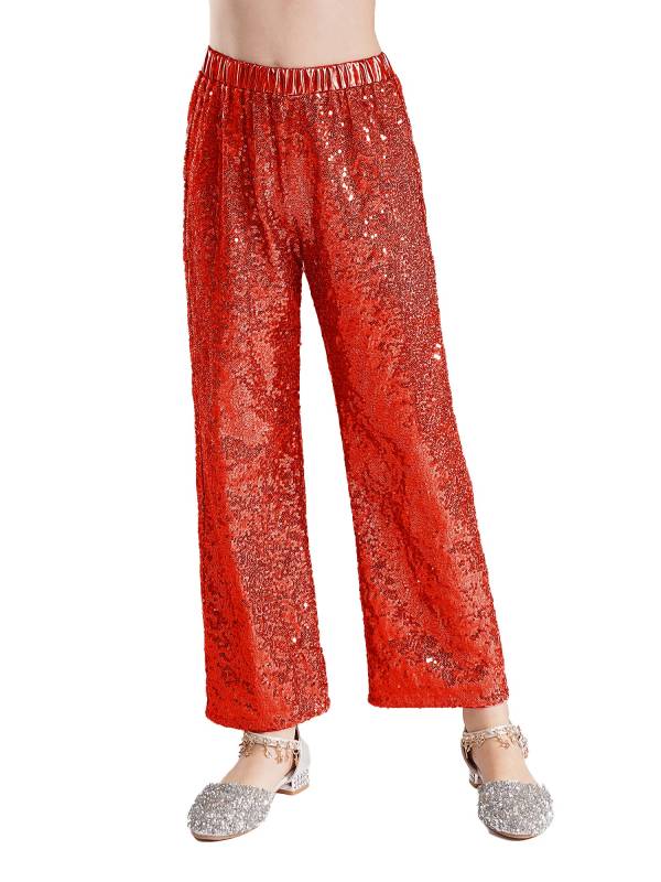 Kids Girls Sequin High Waist Loose Pants for Jazz Dance thumb