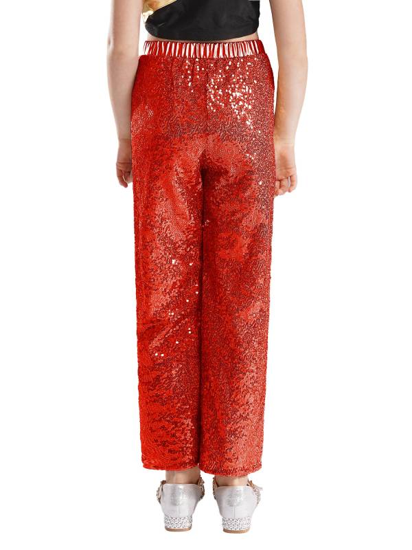 Kids Girls Sequin High Waist Loose Pants for Jazz Dance thumb