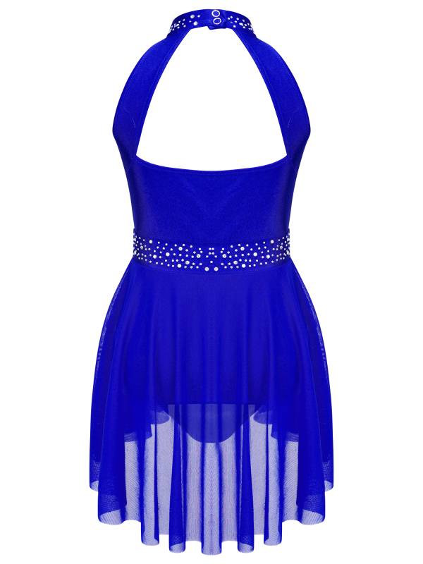 Kids Girls Sleeveless Halter Neck Lyrical Dance Leotard Dress thumb
