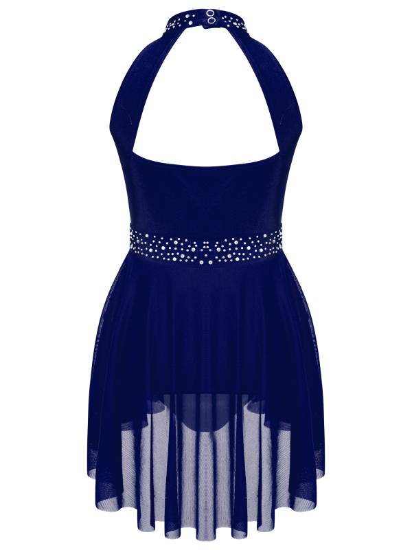 Kids Girls Sleeveless Halter Neck Lyrical Dance Leotard Dress thumb