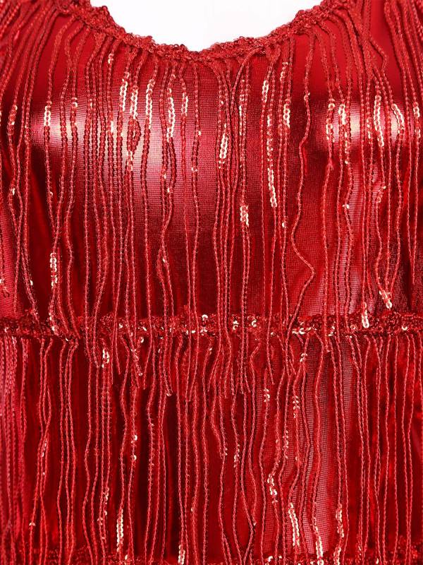 Women Sequin Halter Neck Backless Tassel Romper for Latin Dance Cocktail thumb