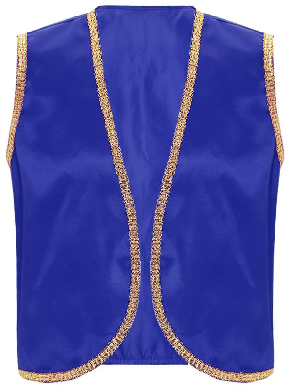 Men 2pcs Arabian Prince Sleeveless Open Front Vest and Pants Set thumb