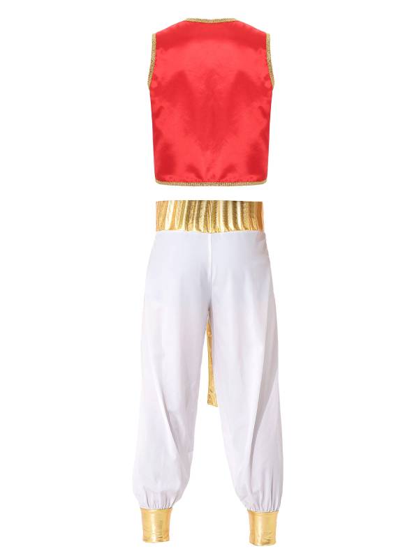 Men 2pcs Arabian Prince Sleeveless Open Front Vest and Pants Set thumb