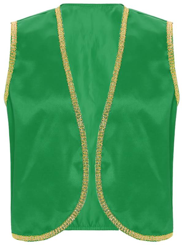 Men 2pcs Arabian Prince Sleeveless Open Front Vest and Pants Set thumb