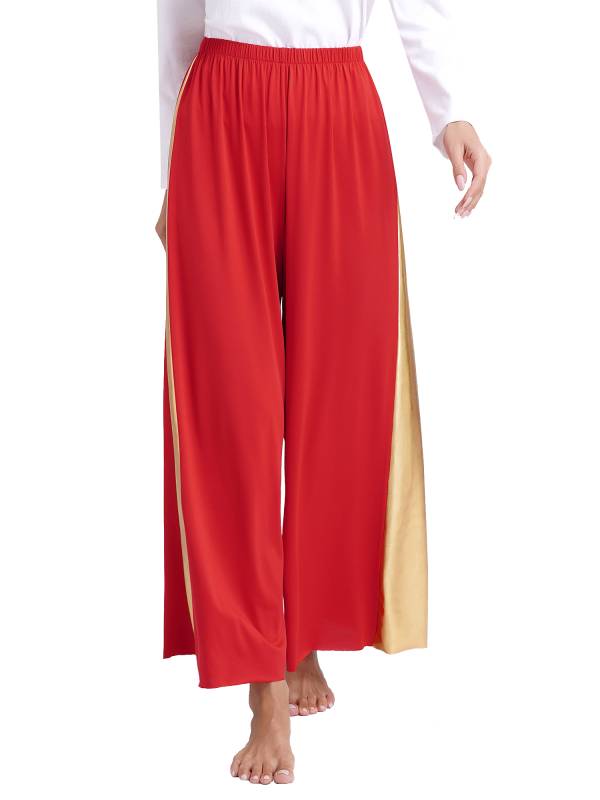 Women Metallic High Waist Wide-Leg Pants for Liturgical Dance thumb