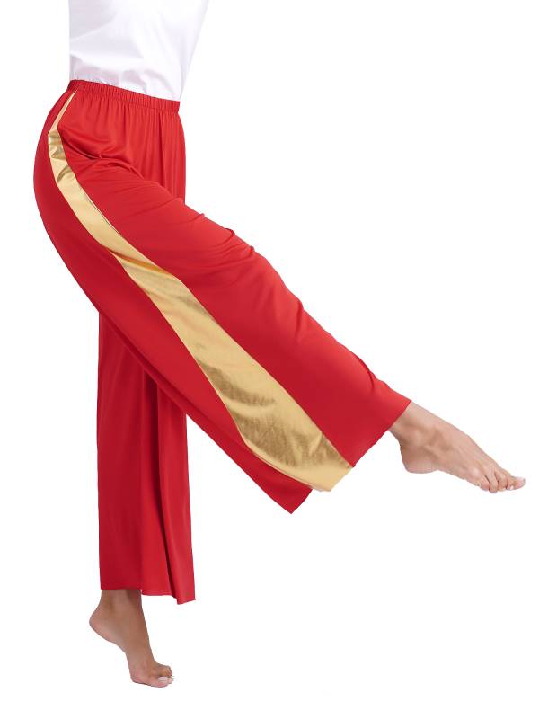 Women Metallic High Waist Wide-Leg Pants for Liturgical Dance thumb