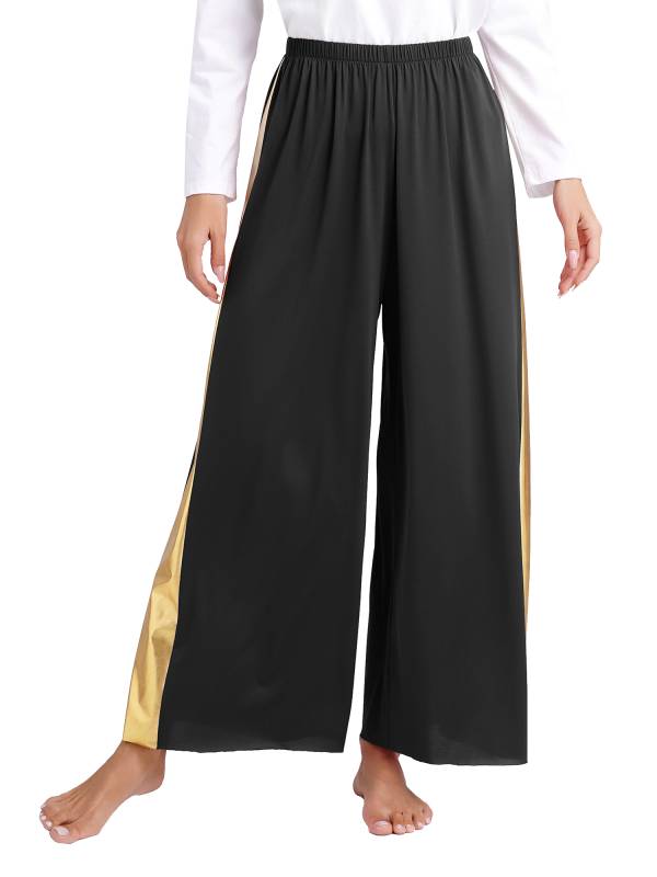 Women Metallic High Waist Wide-Leg Pants for Liturgical Dance thumb