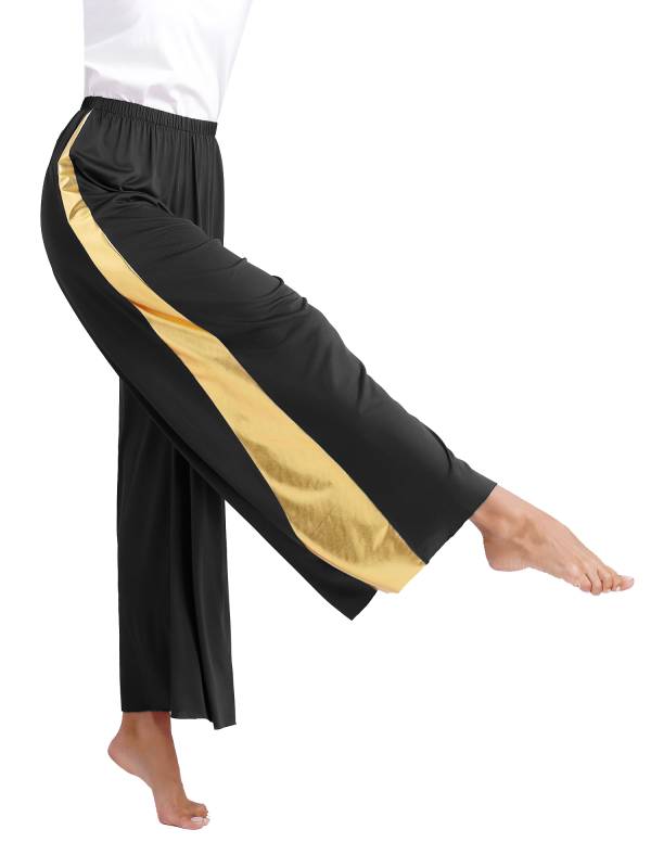 Women Metallic High Waist Wide-Leg Pants for Liturgical Dance thumb
