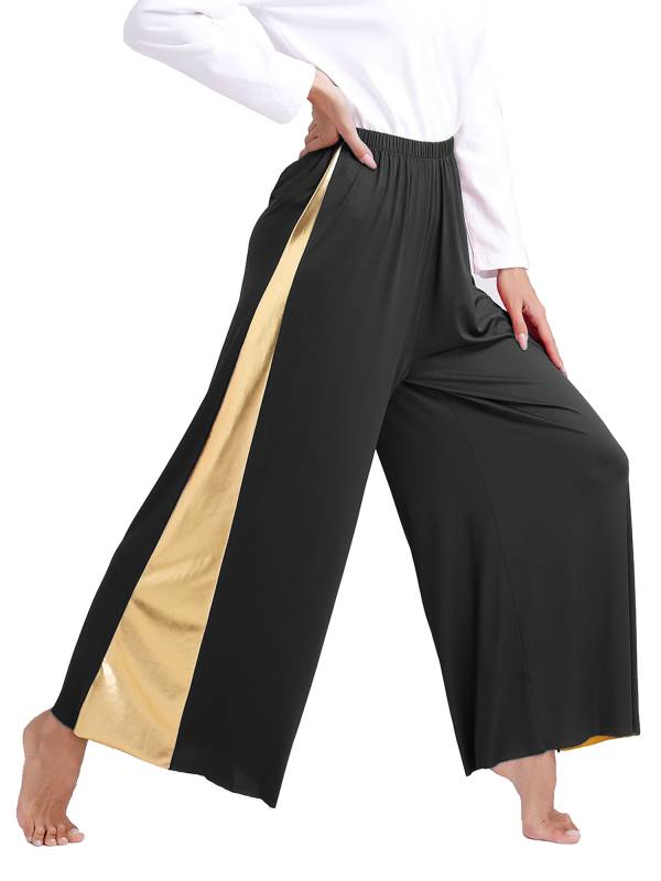 Women Metallic High Waist Wide-Leg Pants for Liturgical Dance thumb