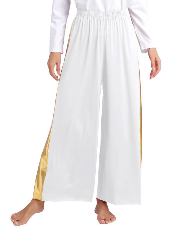 Women Metallic High Waist Wide-Leg Pants for Liturgical Dance thumb
