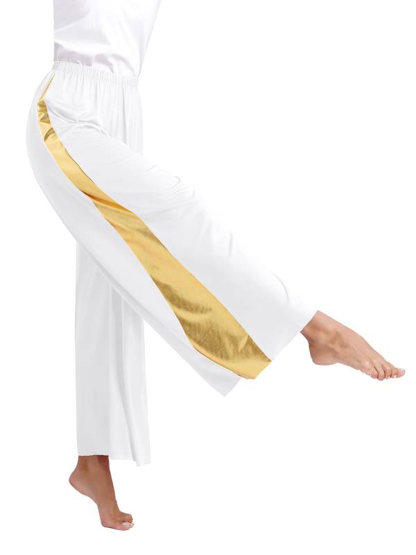 Women Metallic High Waist Wide-Leg Pants for Liturgical Dance thumb
