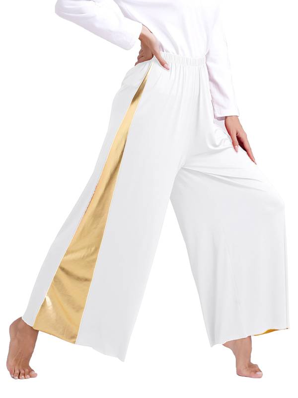 Women Metallic High Waist Wide-Leg Pants for Liturgical Dance thumb