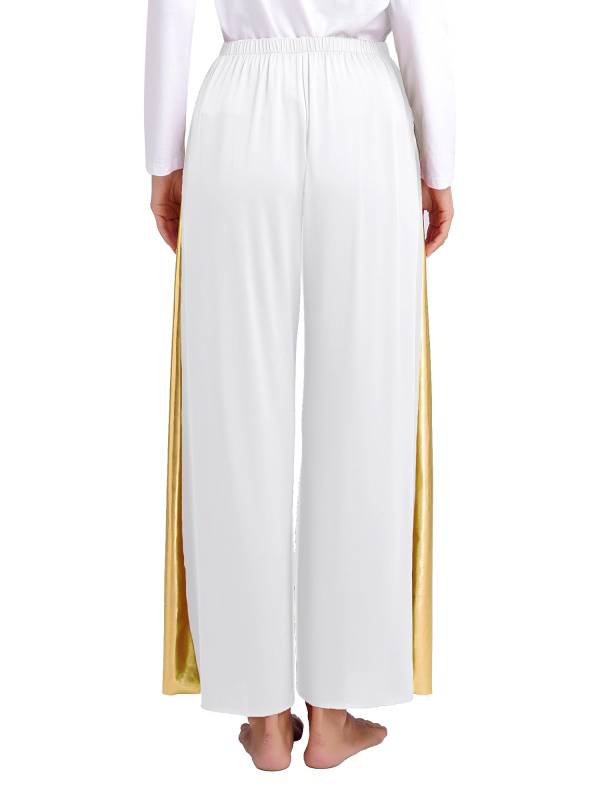 Women Metallic High Waist Wide-Leg Pants for Liturgical Dance thumb