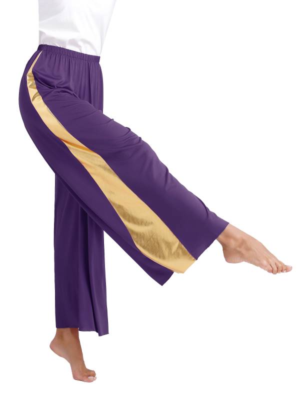 Women Metallic High Waist Wide-Leg Pants for Liturgical Dance thumb
