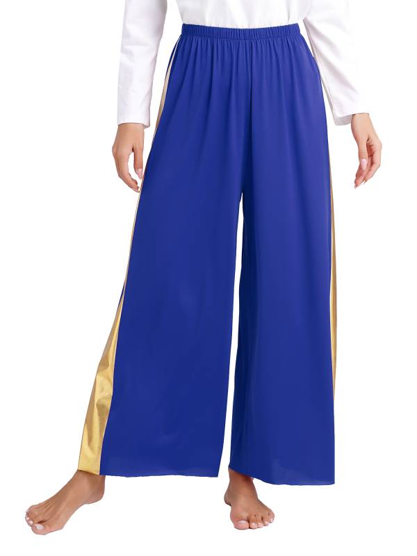 Women Metallic High Waist Wide-Leg Pants for Liturgical Dance thumb