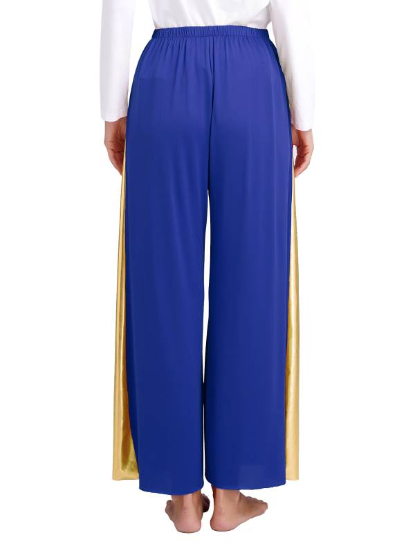 Women Metallic High Waist Wide-Leg Pants for Liturgical Dance thumb