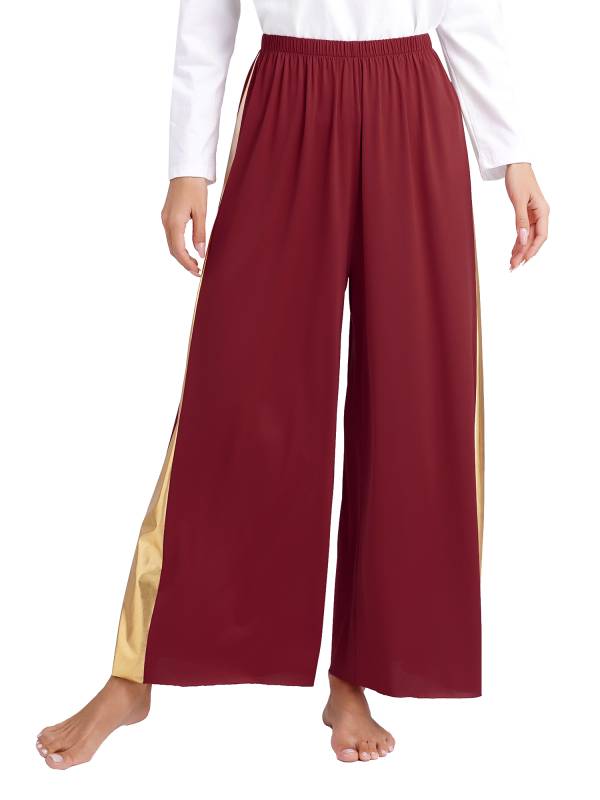 Women Metallic High Waist Wide-Leg Pants for Liturgical Dance thumb