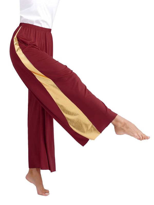 Women Metallic High Waist Wide-Leg Pants for Liturgical Dance thumb