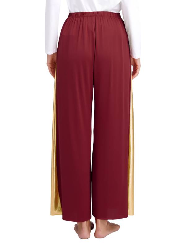 Women Metallic High Waist Wide-Leg Pants for Liturgical Dance thumb