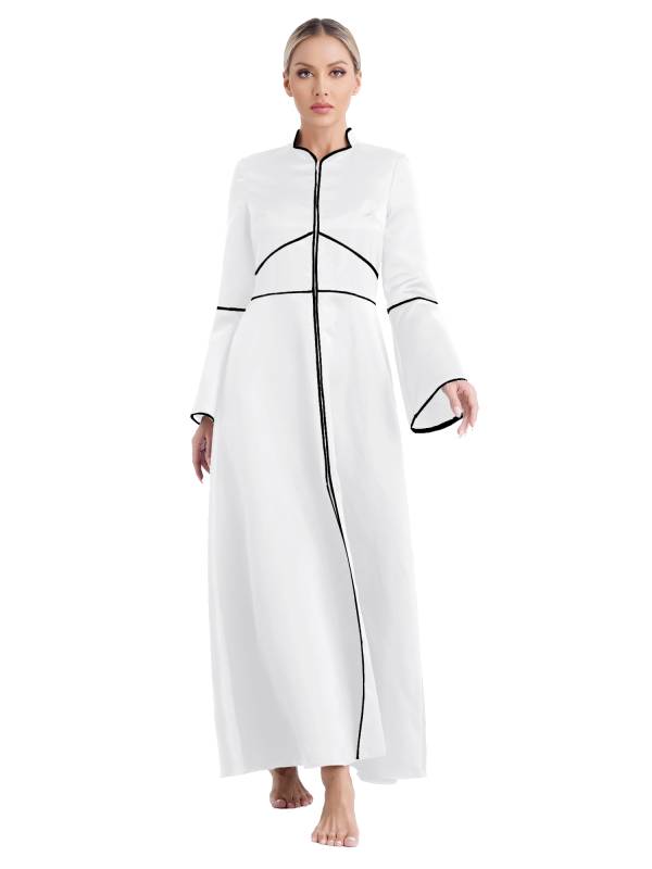 Women Church Clergy Robe Long Sleeves A-Line Maxi Worship Dance Dress thumb
