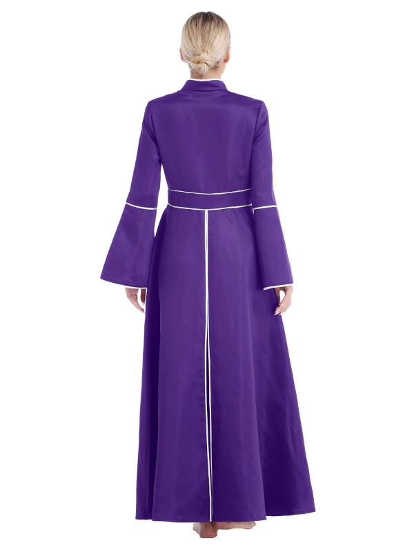 Women Church Clergy Robe Long Sleeves A-Line Maxi Worship Dance Dress thumb
