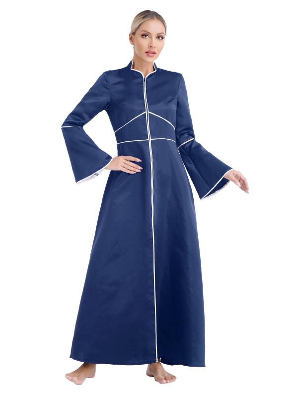 Women Church Clergy Robe Long Sleeves A-Line Maxi Worship Dance Dress thumb
