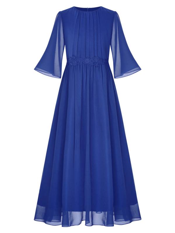 Kids Girls Chiffon Flare Sleeve A-Line Junior Bridesmaid Dress thumb
