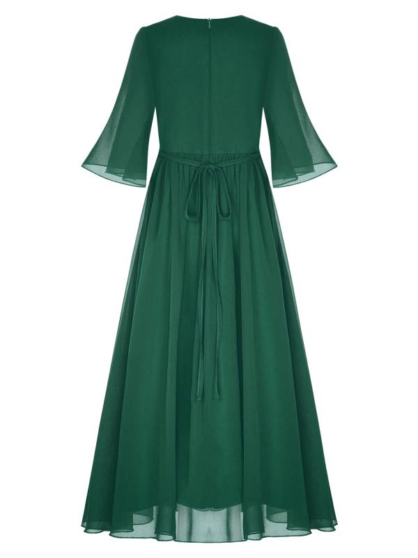 Kids Girls Chiffon Flare Sleeve A-Line Junior Bridesmaid Dress thumb