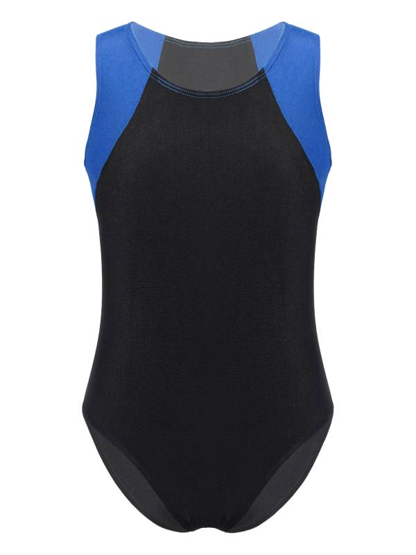 Kids Boys Sleeveless Round Neck Colorblock Gymnastic Leotard thumb