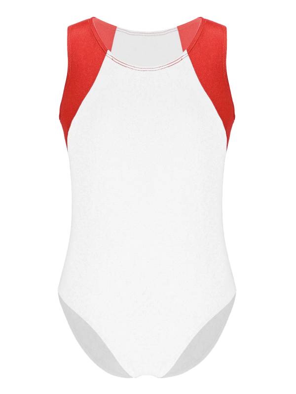 Kids Boys Sleeveless Round Neck Colorblock Gymnastic Leotard thumb
