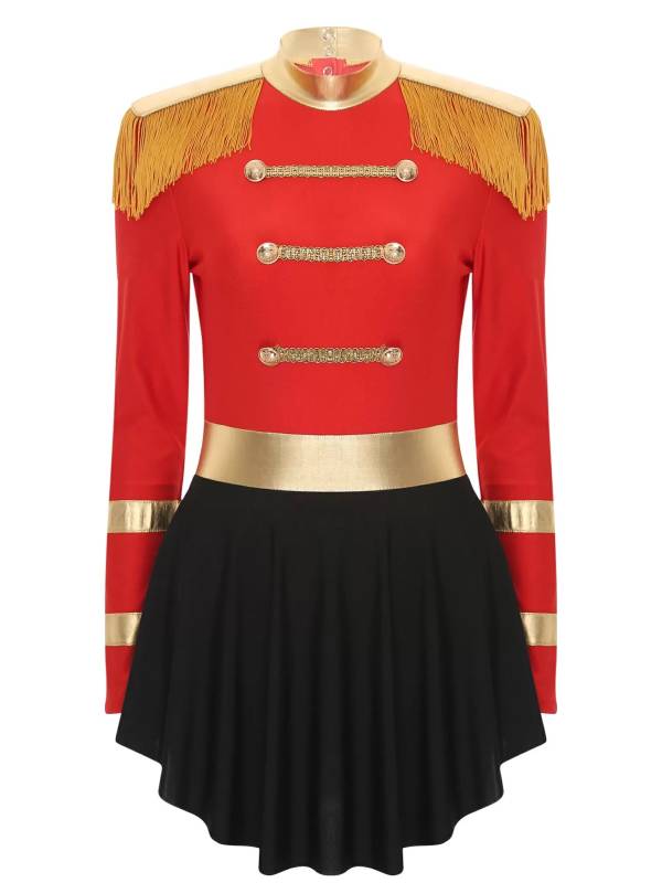 Women Long Sleeve Hollow Back Circus Leotard Dress thumb