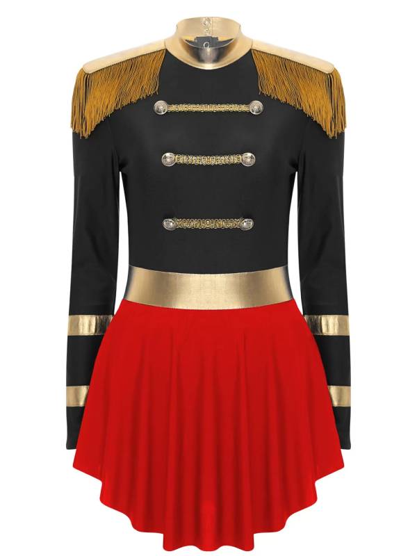 Women Long Sleeve Hollow Back Circus Leotard Dress thumb