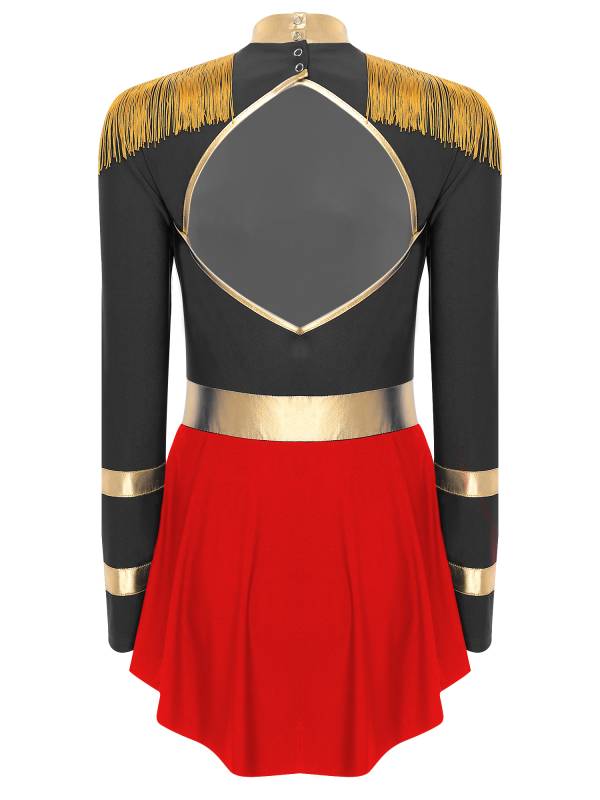 Women Long Sleeve Hollow Back Circus Leotard Dress thumb