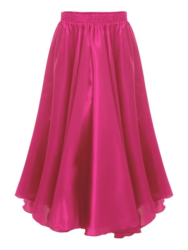 Kids Girls Solid Spanish Bullfight Midi Skirt Latin Dance Skirt thumb