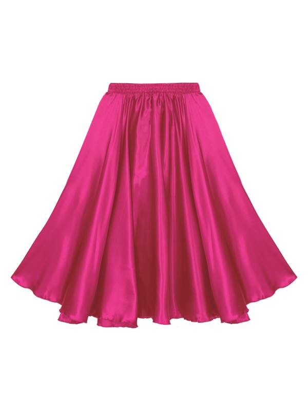 Kids Girls Solid Spanish Bullfight Midi Skirt Latin Dance Skirt thumb