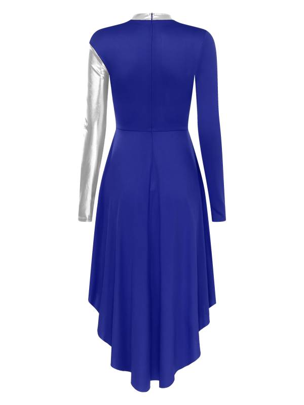 Women Long Sleeve Colorblock Liturgical Worship Dance Dresses thumb