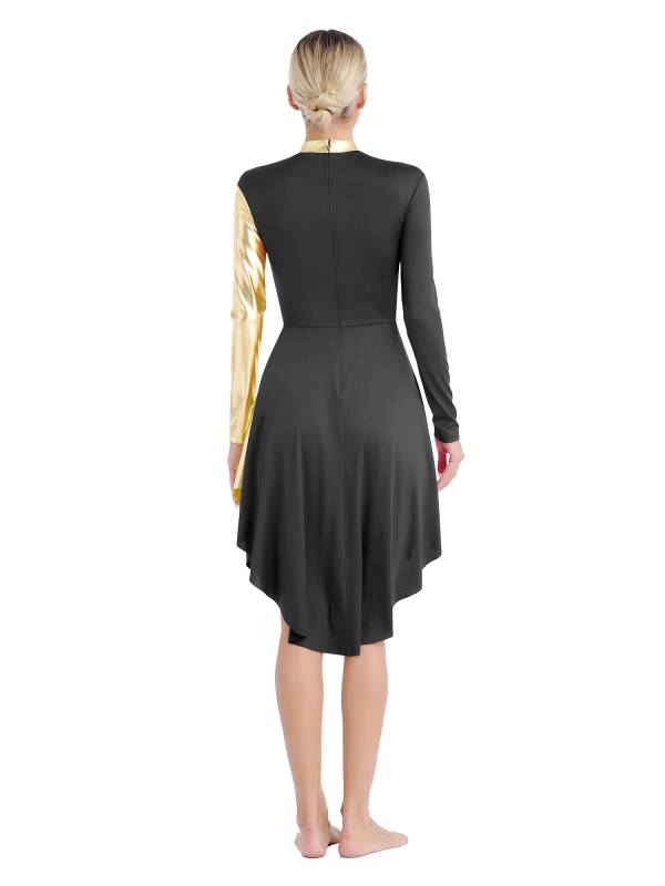 Women Long Sleeve Colorblock Liturgical Worship Dance Dresses thumb