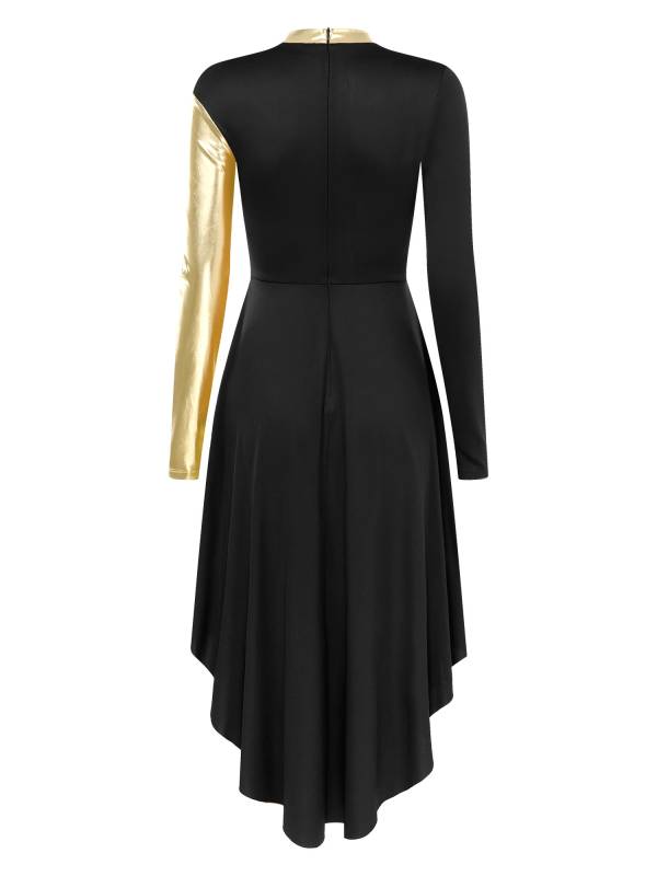Women Long Sleeve Colorblock Liturgical Worship Dance Dresses thumb