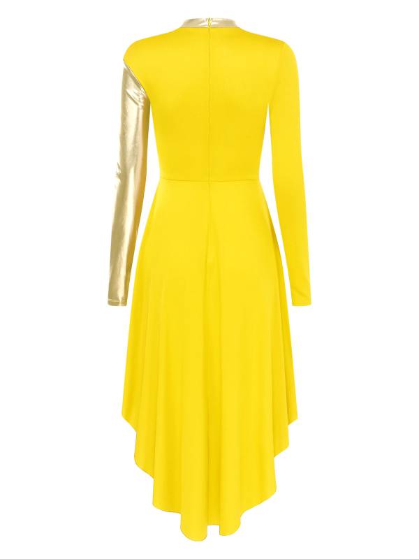 Women Long Sleeve Colorblock Liturgical Worship Dance Dresses thumb