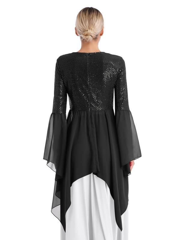 Women Liturgical Dance Dresses Shiny Sequins Worship Tunic thumb