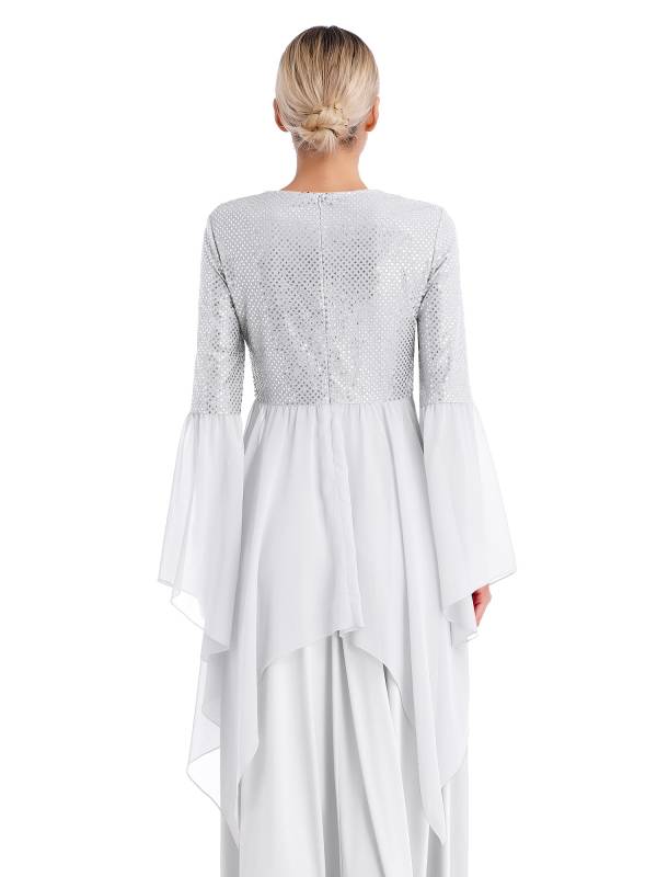 Women Liturgical Dance Dresses Shiny Sequins Worship Tunic thumb